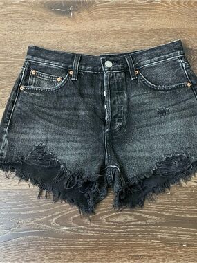 Denim forum black the ex boyfriend short cut off jean shorts button fly 24